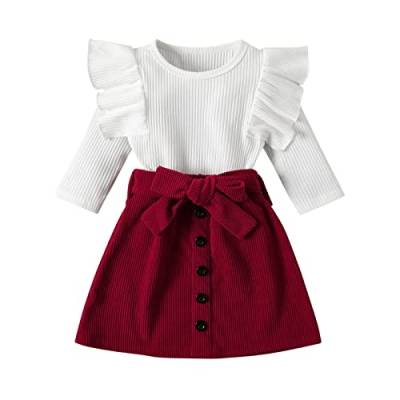 Babykleidung Set Baby Kinder Mädchen Jungen Kleidung Kleinkind Kinder Baby Mädchen Fashion-Rock-Outings gerippte T-Hemd-Töpfe Outfits Sommer Herbst Winter Kleidung (White, 12-18 Months) von Generic