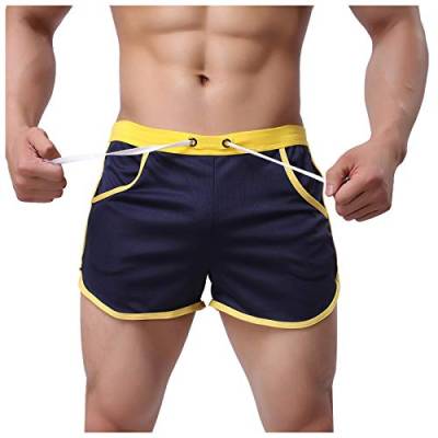 Herren Badeshorts Sommer Badehose Kurz Badehosen mit Tunnelzug Männer Eng Schwimmhose Wassersport Kurze Hose 2024 Badeshorts Für Herren Blau M von Generic