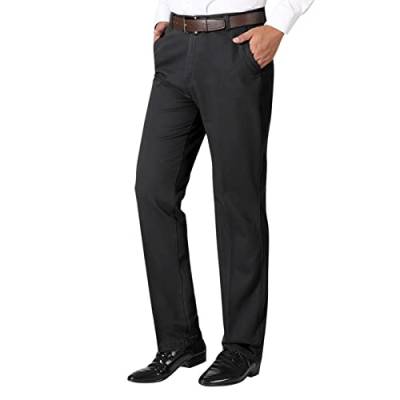 Herren Business Hose Langer Geradem Schnitt Chinohose Herren Einfarbig Slim Fit Schlanke Freizeithose mit Tasche Herren Klassische Vereinfachung Unifarben Anzughose Business Hose Schwarz 5XL von Generic