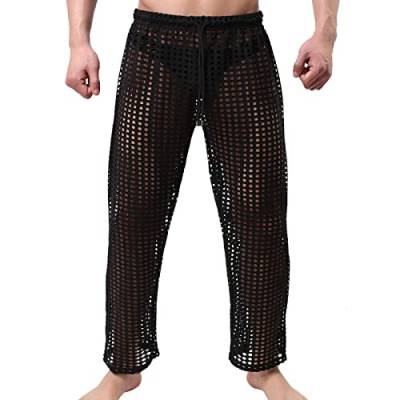 Herren Hose transparent Netz Nachtwäsche Männer Reizvoll Unterwäsche Nylon Hose Herren Mesh durchsichtige Lange Hose Sheer Pant Männer Hose Netz-Stoff aus feinster Tüll Stoff von Generic