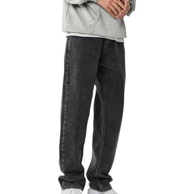 Herren Jeans Baggy y 2k Hip Hop Jeanshose Streetwear Skateboard Jeans Teenager Jungen Loose Fit Pants Classic Regular Hosen (Grey, S) von Generic