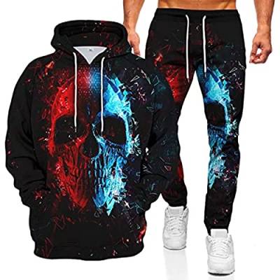 Herren Totenkopf Trainingsanzug Sport Männer 3D Skelett Sweatshirt Sweatpants Warmer Hoodie Anzug (Schädel5,L) von Generic