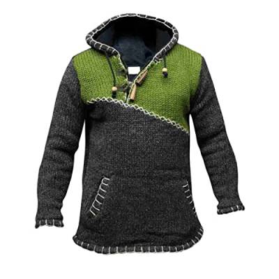 Hoodie Herren,Herren Kapuzenpullover Fleecegefütterter Pullover mit Kreuzreißverschluss für Herren Hippie-Boho-Hoodie aus Wolle Farbblock Kapuzenjacke Sweatjacke Langarm Sweatshirt von Generic