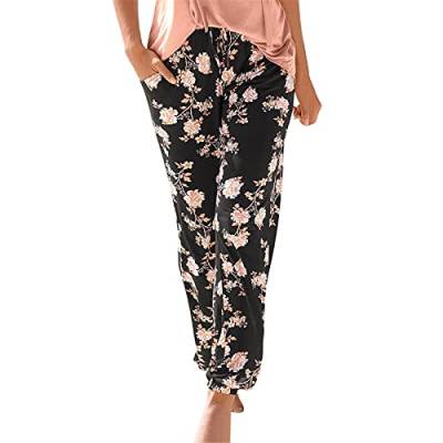 Hosen Damen Sommer Pant Lange Haremshose Schlupfhose Boho Strandhose Leicht Freizeithose Loose Sommerhose Frauen Hose mit Taschen Straight Bein Hose Sommerhose Stoffhose Jogginghose Yogahose von Generic