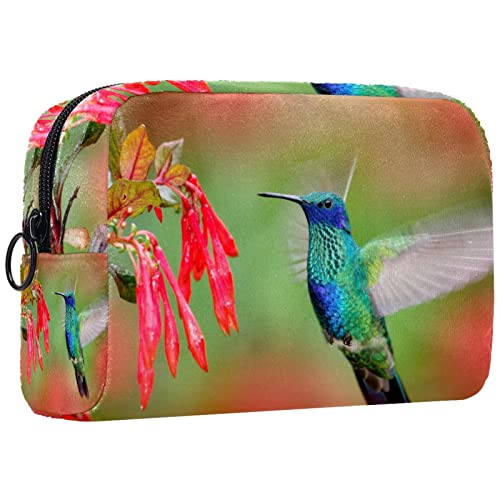 Kleine Make up Tasche, Reißverschlusstasche, Reise Kosmetik Organizer für Frauen und Mädchen,Frühlingsblume und Kolibri von Generic