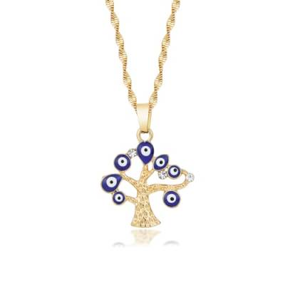 Lebensbaum Halskette für Damen mit Nazar Altin Kolye Bileklik Singapurkette von Generic