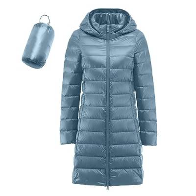 Leichte Steppjacke Damen Lang Lange Daunenjacke Leicht Puffer Jacke Mantel Langer Daunenmantel Lang Leichter Steppmantel Down Jacket Gesteppte Jacke Daunen Ultraleicht Faltbar (Blau, XXL) von Generic