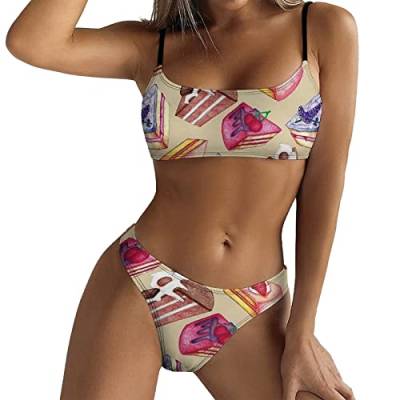 Mini Bikini Trägerlos Bikini für Frauen, lässig, hoch taillierter Bikini, Bauchfreies Oberteil, Zweiteilige Badeanzüge, vollflächige Badeanzüge, sportliche Badebekleidung Bikini Rasierer (4-Beige, M) von Generic