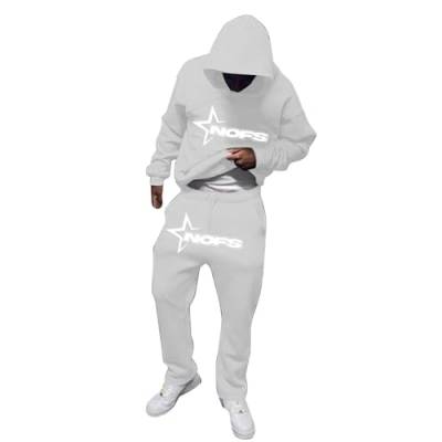 NOFS Jogginganzug Streetwear Tracksuit für Herren | Buchstaben Drucklose Hoodies und Jogginghosen Y2K Männer | Hip Hop Hose Trainingsanzüge Pullover Lässig Oberteile und Sporthosen von Generic