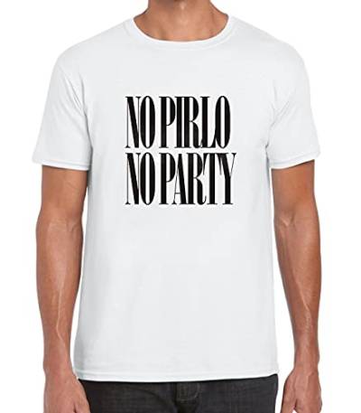 No Pirlo No Party Lustiges Sport Herren T-Shirt bedruckt Weiß, weiß, XL von Generic