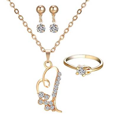 Perlen-Ohrring-Halskette, Diamant-Luxus-Set, modisch, lässig, Schmuck-Set, Koffer für Herren, 2-gold, Einheitsgröße von Generic