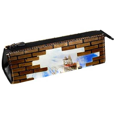 Reise Make up Tasche, Kosmetiktasche, Make up Organizer, für Frauen, Geldbörse für Toilettenartikel, Zubehör, Pinsel,Katze Tier Wand Burg Lustig von Generic