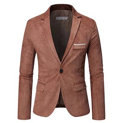 Sakko Herren Große Größen, Jacke Herren Reverskragen,Blazer Herren Cord Vintage Langarm Lässig Anzug Slim Fit 1 Knöpfe Anzugjacke Einfarbige Stylischer Mäntel Regular Fit Herrenanzüge Business-Anzug von Generic