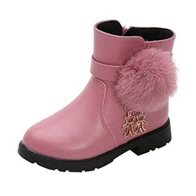 Schuhe Größe 23 Mädchen Schuhe Mode Bowkont Baumwolle Stiefel Schneeschuhe Prinzessin Zipper Soft Ankle Boots Rutschfeste Gummistiefel (Pink, 33.5 Big Kids) von Generic
