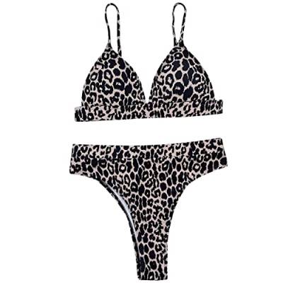 Umstandsmode Bikini Neuer einzelner Badeanzug-Badeanzug-europäischer und amerikanischer Frauen-Badeanzug-Leopard-Druck-reizvoller Bikini-separater Badeanzug Bikini Lady (Brown-L, M) von Generic