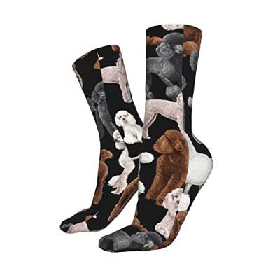 Unisex Socken Schwarz Hund mit Pudel Herren Athletic Knöchelsocken Kissen Laufsocken Baumwollsocken Crew Socken, siehe abbildung, One size von Generic