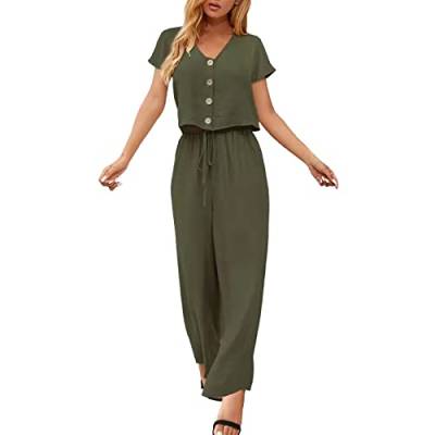 abendanzug damen festlich Elegant Freizeit Hosenanzug Anzug Langarm Locker Lässig Bluse Weites Bein High Waist Hose Sommer Herbst Outfit Business Casual Loungewear Streetwear Oversize xm16 von Generic