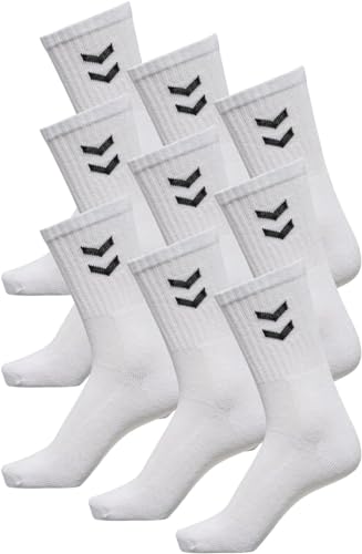 hummel Sportsocken unisex 80% Baumwolle 9 Paar - weich Socken für Turnschuhe in schwarz oder weiß - Sonderpreis 9 Paar (DE/NL/SE/PL, Numerisch, 46, 48, Regular, Regular, White) von Generic