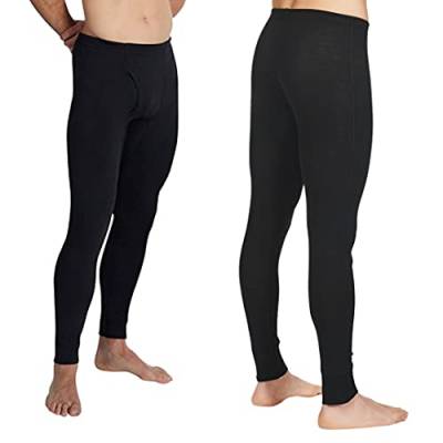 Grattitude® - Set 2 Stück - Thermo-Leggings für Herren - Herren - Leggings aus Baumwolle - Leggings für Herren und Winter - Thermounterwäsche, Schwarz , L von Generico