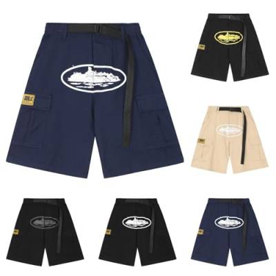 Corteiz Street Pocket Shorts Herren, Hip Hop Corteiz Shorts für Männer Vintage Cargo Hose mit Mehreren Taschen Retro Straight Shorts für Paare Modische Short Jogginghosen Trainingshosen Arbeitshose von Generisch