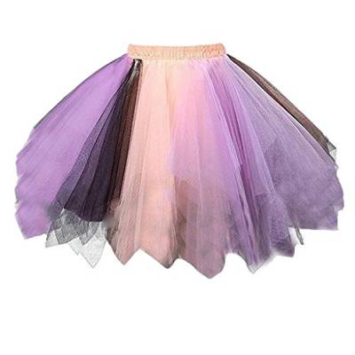 Damen Tüllrock tütü Rock 50er Rockabilly Petticoat Tutu Unterrock Kurz Ballett Tanzkleid Cosplay Ballkleid Abendkleid Damen Karneval Kostüm Tüllrock 50er Tütü Rock Ballett (R2-F, Einheitsgröße) von Generisch