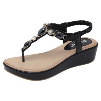 Damen Wasser Sandalen Plateau-Slipper Slim Flip Flops Beach Sandal Zehentrenner Peep Toe Schuhe Hohe mit 2 verstellbaren Riemen von Generisch
