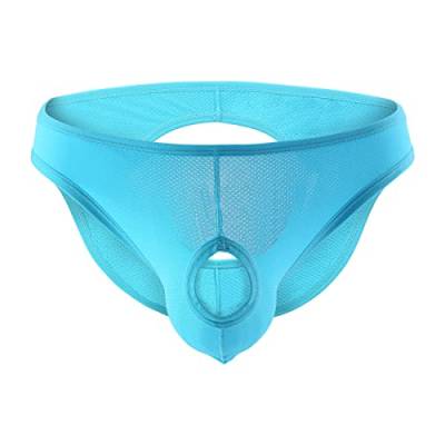 Generisch Herren Ouvert Slip Offen Beutel Unterhosen Niedrige Taille String Männer Tangas Sexy Weich Unterwäsche Erotisch Underwear Atmungsaktive Unterhose Komfortabel Leicht Thong Blau L von Generisch