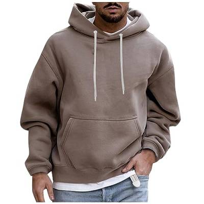 Generisch Hoody Männer, Herren Basic Kapuzenpullover Langarm Sweatjacke Hoodie Mit Taschen College Jacke Sweatshirt Hoodie Weiß Schwarz Baumwolle Black Goodie Hoodies (4XL, Khaki) von Generisch