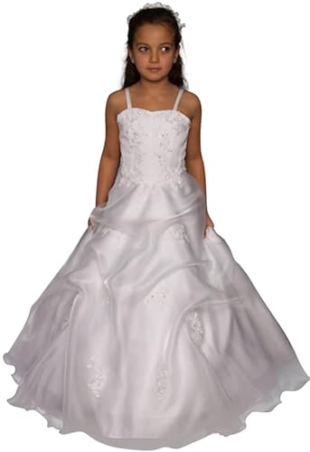 Generisch Mädchen Kommunion Kinderkleid Kommunionkleid Blumenkinder Kleid Prinzessin Blumenmädchen-Kleid Weiß 140 von Generisch