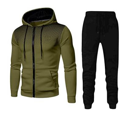 Generisch Trainingsanzug Herren Jogginganzug Männer Sportanzug | Freizeitanzug Jogginghose + Kapuzen Zip Sweatshirt Oberteil Herren Sportanzug Für Dinnerpartys und Alltag von Generisch