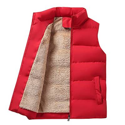 Generisch Weste, Herren Outdoor Wasserdichte Softshell Ärmellose Jacke Mit Reißverschluss Taschen Weste Trachten Gilet Arbeitsweste Ärmellos Herrenwesten Sommer Rot Veste Sport (L, Rot) von Generisch