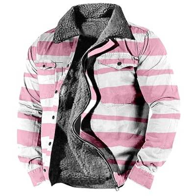 Generisch Winterjacken Herren, Skijacke Wasserdicht Gefüttert Windjacke Dick Warm Mehrere Taschen Herren Winterjacke Heated Jacket Mantel Kapuze Kurz Wasserfeste Jacke (L, Rosa) von Generisch