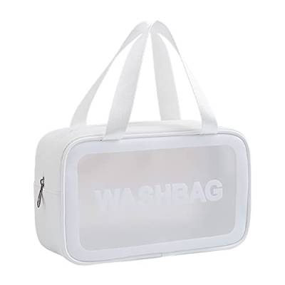 Kulturbeutel für Damen und Herren, große Aufbewahrung, Make-up-Tasche, wasserarme, transparente Kosmetik-Gags, Reißverschluss, Kulturbeutel, Organizer, Aufbewahrung, Handtasche, Reisezubehör, weiß, von Generisch