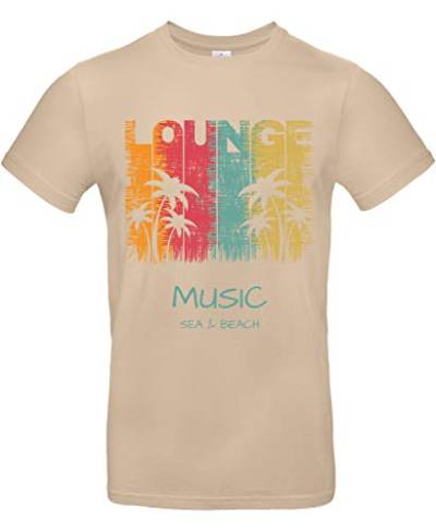 Smilo & Bron Herren T-Shirt mit Motiv Lounge Music Bedruckt Braun Sand XL von Generisch