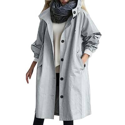 Trenchcoat Damen Lang Frühlingsmantel XXL Longjacke Klassische Elegant Übergangsmantel Outdoorjacke Langer Mantel Winddichter Trenchcoat Leicht Jacke Frühling Grosse Groessen von Generisch