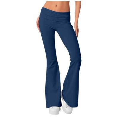 Yoga Hose Damen, Fashion Schlaghosen Blickdicht Slim Low Waisted Flared Leggings Sweatpants Jogginghosen Für Fitness Leggings Damen Pants Sport Hose Lang Damen Yogahose Schlaghose (S, Dark Blue) von Generisch