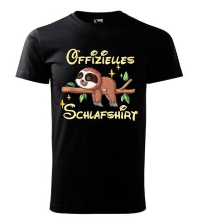 offizielles Schlafshirt Pyjama Schlafanzug Nachthemd Faultier Maultier Fun Geschenk T-Shirt (3XL, schwarz) von Generisch