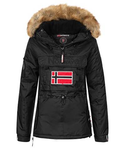 Geographical Norway Bulle Lady - Kopfpass Heiße Frau Herbst Bienenzüchter - Pelzmantel Kapuze - Parka Jacke Windschnitt Kurze Daunenjacke - Ski Fraus (Schwarz M-Größe 2) von Geographical Norway