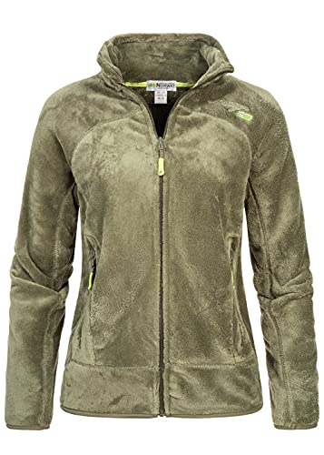 Geographical Norway Upaline Lady - Fleecejacke Damen Fine Frauen Warm Fermetur Zip - Jacke Fleece Herbst Winter Frühling Warm Frauen - Long Sleeve Pullover Pelz Weich Komfort Outdoor (Olivgrun XXL) von Geographical Norway