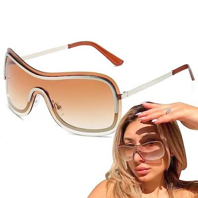 Geruwam Damen Sonnenbrille,Sport-Sonnenbrillen | Tragbare Wrap-Around-Schild-Sonnenbrille, Radfahren, Fahren, Angeln, Sonnenbrille für Damen und Erwachsene, UV-Schutz von Geruwam