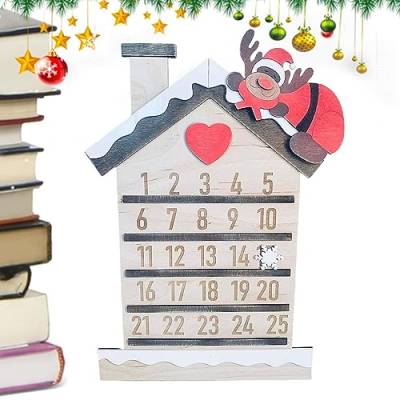 Weihnachts-Countdown-Adventskalender,24-Tage-Countdown-Kalender für drinnen und draußen - Weihnachts-Countdown-Schild aus Holzblöcken mit Weihnachtszwerg für die Weihnachtsdekoration zu Hause Geruwam von Geruwam