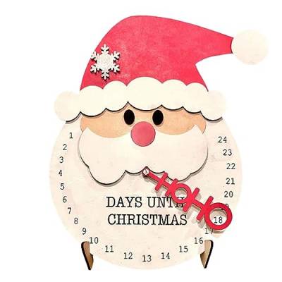 Weihnachts-Countdown | Weihnachts-Adventskalender mit Zwergenmotiv aus Holz,Weihnachts-Countdown-Schild aus Holzblöcken mit Weihnachtszwerg für die Weihnachtsdekoration zu Hause Geruwam von Geruwam