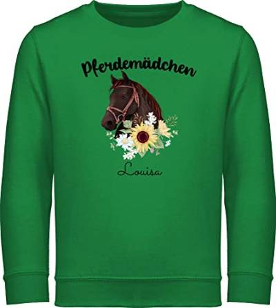 Sweater Kinder Sweatshirt Jungen Pullover - Pferd - Pferdemädchen Pferde Mädchen - 116 (5/6 Jahre) - Grün - Geschenke für reiterinnen selbst Bedrucken personalisierter personalisierte Name von Geschenk mit Namen personalisiert by Shirtracer