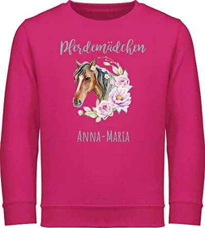 Sweater Kinder Sweatshirt Jungen Mädchen Pullover - Pferd Pferde - Pferdemädchen - 116 (5/6 Jahre) - Fuchsia - pferdeliebhaber Geschenke Name und pferdefan pferdemotiv personalisierte von Geschenk mit Namen personalisiert by Shirtracer