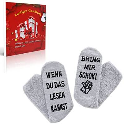 Lustige Socken Geschenke für Männer Frauen, Witzige Geschenk für Weihnachten Füllung Adventskalender, Geburtstagsgeschenk | Wenn Du Das Lesen Kannst, Bring Mir Schoki von Geymxzik