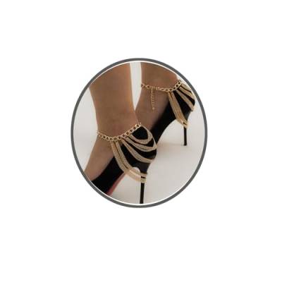 Gkaopi 2 Stück Mehrschichtige Damen-Fußfessel Gold Silber Mode Schuh Kette Layered Fußkettchen Schmuck Einstellbar für Frauen und Mädchen von Gkaopi