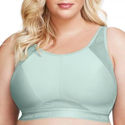 Große Größen Plusgröße Atmungsaktiver Mesh-Sport-BH ohne Bügel Nr. 1068, Jade, 90E von Glamorise