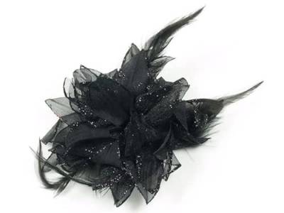 Schwarze Glitzer-Haarblume Haar elastische Corsage Hochzeit für Frauen Mädchen von Glitz4Girlz von Glitz4Girlz