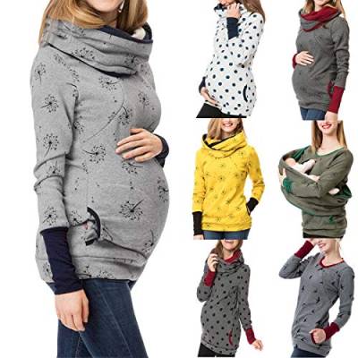 Damen Umstandsmode Still-Kapuzenpullover Langarm Stillpullover Oberteil Herbst Winter Mutterschaft Kapuzenpullover Hoodie Nursing Stillshirt Warm Sweatshirt Still Pullover mit Kapuze für (Wine, M) von Glücksvogel