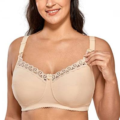 Gratlin Damen Baumwolle Still BH Große Größen ohne Bügel Vollschalen Beige 100C von Gratlin